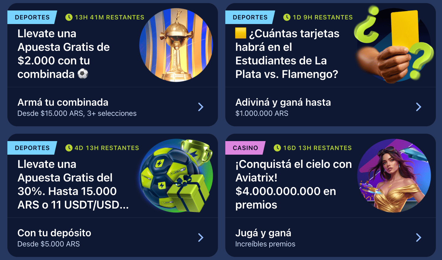 Página del combo de bienvenida de tres depósitos