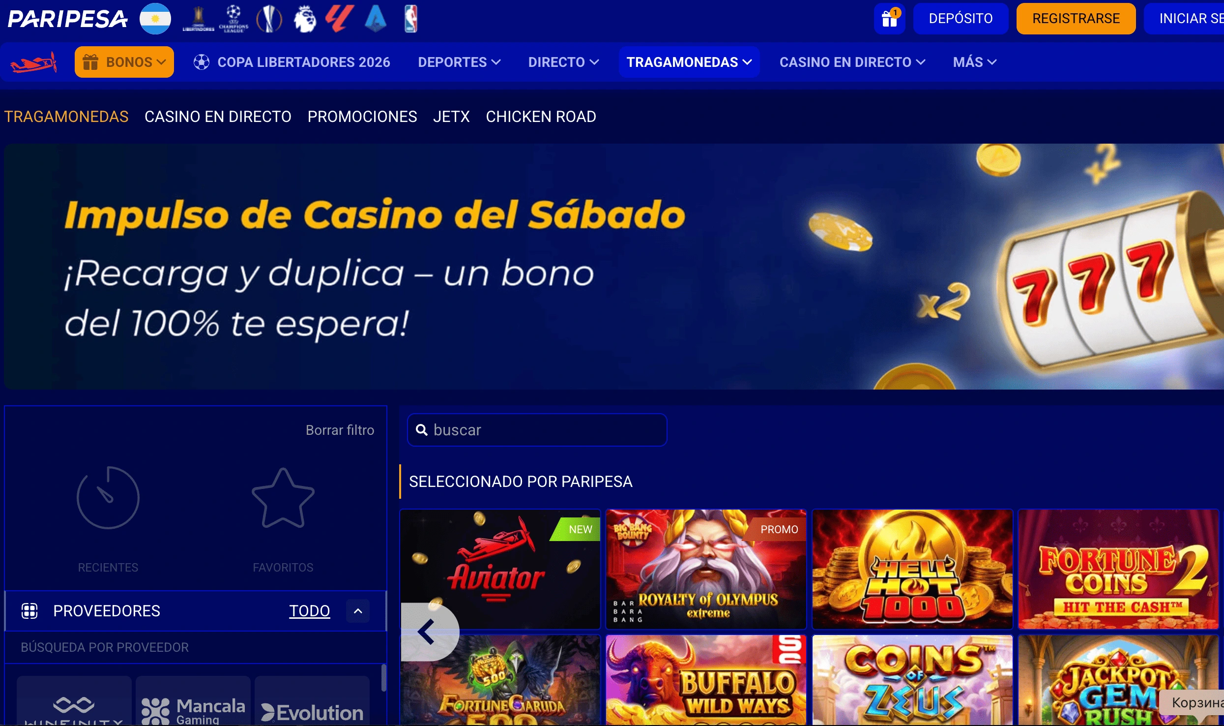 Paripesa: plataforma de casino online con tragamonedas y juegos de azar